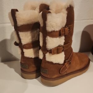 UGG Women's Tan Shearling Strap Boots